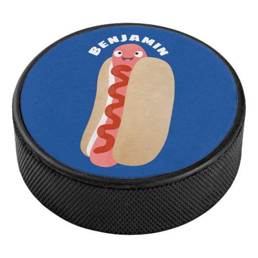 Niedlicher Witzhund Weiner Cartoon Eishockey Puck (3/4)