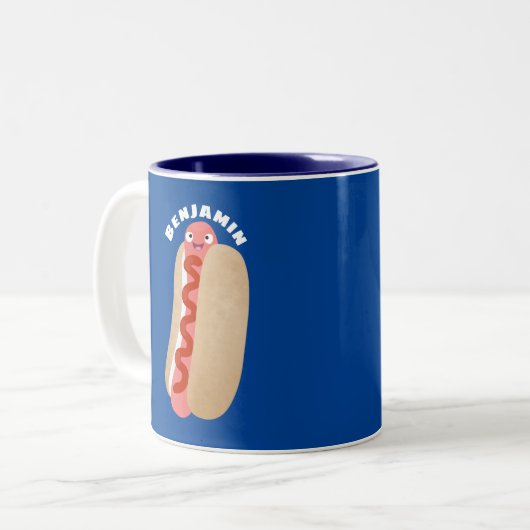 Niedlicher Witzhund Weiner Cartoon Zweifarbige Tasse (Vorderseite Links)