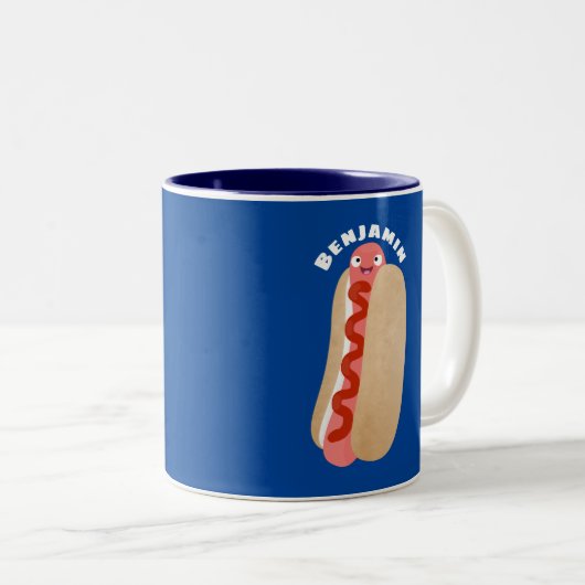 Niedlicher Witzhund Weiner Cartoon Zweifarbige Tasse (VorderseiteRechts)