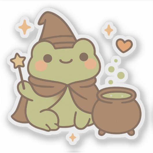 Niedlicher Wizard Frog with Pop Aufkleber (Vorderseite)