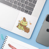 Niedlicher Wizard Frog with Pop Aufkleber (Laptop mit iPhone)