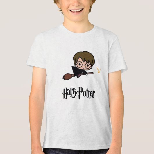 Niedlicher Wizard on Broom - Magischer Abenteuer-T Tri-Blend Shirt (Vorderseite)