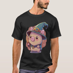 Niedlicher Wizard Pig Tabletop RPG Nerdy Roleplay T-Shirt