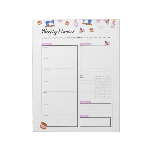 Niedlicher Wochenplaner für Crafters Notizblock (Rotiert)