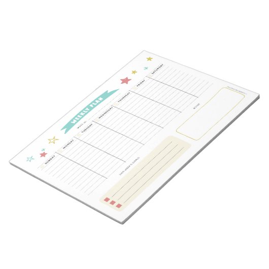 Niedlicher Wochenplaner für Kinder Notizblock (angewinkelt)