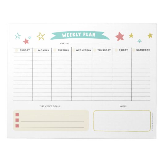 Niedlicher Wochenplaner für Kinder Notizblock (Vorderseite)