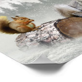 Niedlicher Wolf Eichhörnchen Winterschneewald Weih Poster (Ecke)