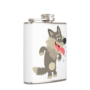 Niedlicher Wolf-Hip-Flask für amüsierte Cartoon Flachmann