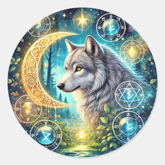 Niedlicher Wolf liebt Tier Runder Aufkleber (Vorderseite)