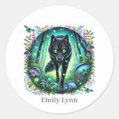 Niedlicher Wolf liebt Tiere, die individuell angep Runder Aufkleber (Vorderseite)