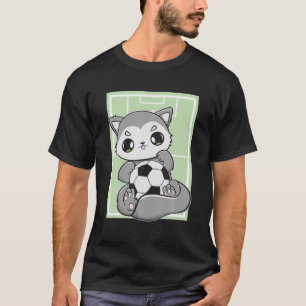 Niedlicher Wolf mit Fußball spielt Fußball T-Shirt