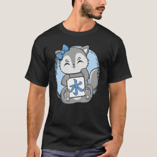 Niedlicher Wolf mit Kanji und japanischer Ästhetik T-Shirt