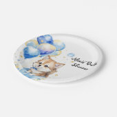 Niedlicher Wolf Pup Boy Baby Dusche Pappteller (Schrägansicht)