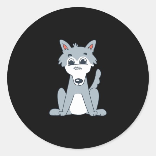 Niedlicher Wolf Runder Aufkleber (Vorderseite)