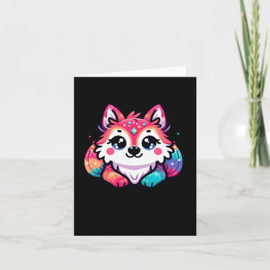 Niedlicher Wolf-Sticker1 Karte (Vorderseite)