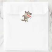 Niedlicher Wolf-Sticker für amüsierte Cartoon Runder Aufkleber (Tasche)