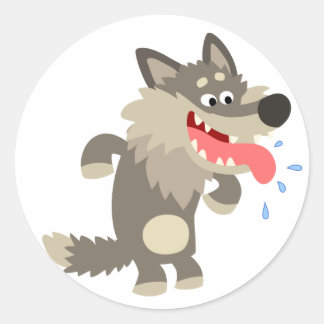 Niedlicher Wolf-Sticker für amüsierte Cartoon Runder Aufkleber