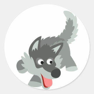 Niedlicher Wölf-Sticker Runder Aufkleber