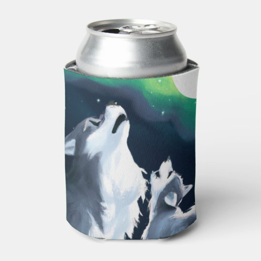 Niedlicher Wolf und Howl auf Vollmond Dosenkühler (Kanne Vorderseite)
