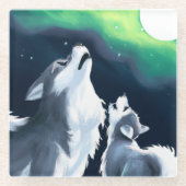 Niedlicher Wolf und Howl auf Vollmond Glasuntersetzer (Vorderseite)