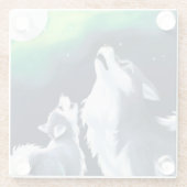 Niedlicher Wolf und Howl auf Vollmond Glasuntersetzer (Rückseite)