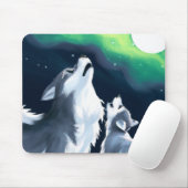 Niedlicher Wolf und Howl auf Vollmond Mousepad (Mit Mouse)