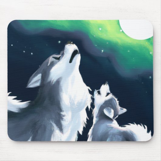 Niedlicher Wolf und Howl auf Vollmond Mousepad (Vorne)