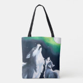 Niedlicher Wolf und Howl auf Vollmond Tasche (Rückseite)