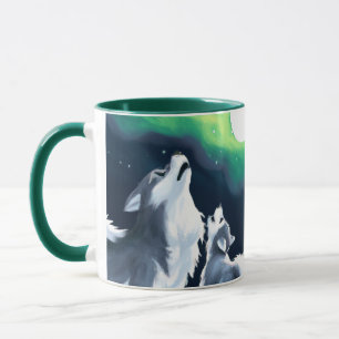 Niedlicher Wolf und Howl auf Vollmond Tasse