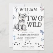 Niedlicher Wolfenkuchen zwei Wildwälder Geburtstag Einladung (Vorderseite)