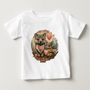 Niedlicher Wolfswelpen und Wildkaninchen Baby T-shirt