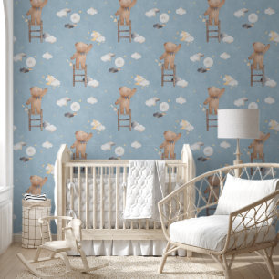 Niedlicher wolkiger Blue Teddy Bear Erreichbarkeit Tapete