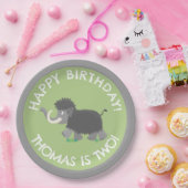 Niedlicher Wollmammut personalisierter Cartoon Geb Pappteller (Party)