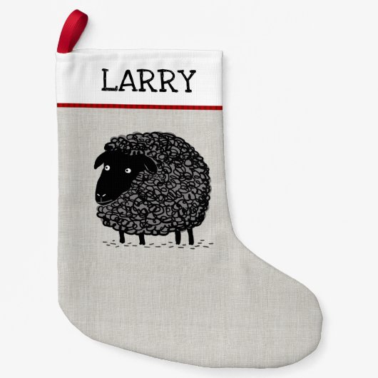 Niedlicher Wollschwarz-Schafe-Cartoon-Fun Custom X Kleiner Weihnachtsstrumpf (Vorderseite)