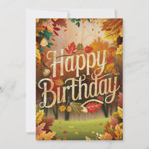Niedlicher Woodland Pumpkin Herbst glücklich Gebur Karte