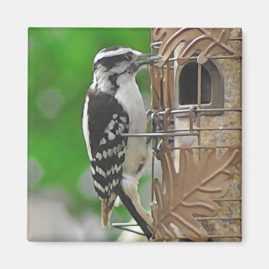 Niedlicher Woodpecker Bird auf Birdhouse Magnet (Vorne)