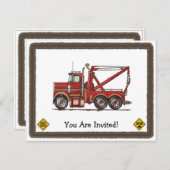 Niedlicher Wrecker-LKW Einladung (Vorne/Hinten)