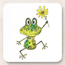 Niedlicher wunderlicher glücklicher Frosch Getränkeuntersetzer