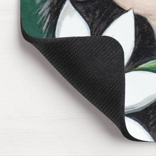 Niedlicher wunderlicher Igel, der eine Blume Mousepad (Ecke)