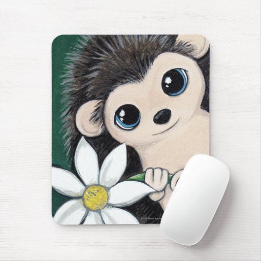 Niedlicher wunderlicher Igel, der eine Blume Mousepad (Mit Mouse)