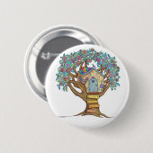 Niedlicher, wunderlicher illustrierter Treehouse Button (Vorne & Hinten)