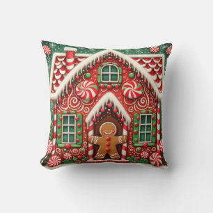 Niedlicher, wunderlicher Lebkuchenmann und -haus Kissen