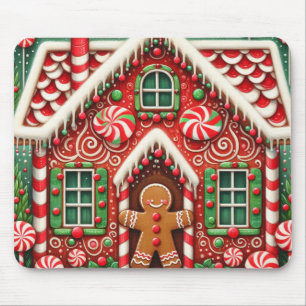 Niedlicher, wunderlicher Lebkuchenmann und -haus Mousepad