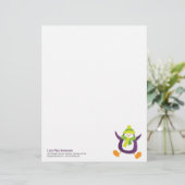 Niedlicher wunderlicher lila Penguin Briefbogen (Stehend Vorderseite)