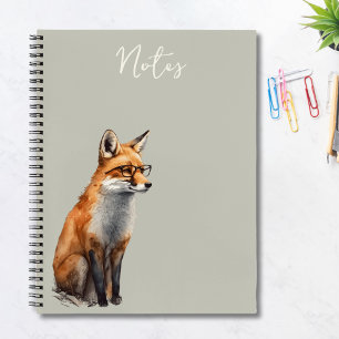 Niedlicher, wunderlicher Wasserfarben-Fuchs mit Br Notizblock