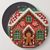 Niedlicher, wunderlicher Weihnachtsmann und -haus Button (Vorne & Hinten)