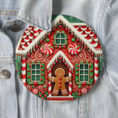 Niedlicher, wunderlicher Weihnachtsmann und -haus Button (Beispiel)