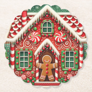 Niedlicher, wunderlicher Weihnachtsmann und -haus Untersetzer