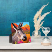 Niedlicher Wüstendonkey mit blühenden Kakteen Fotoplatte (InSitu)