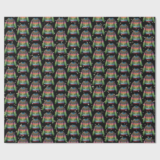 Niedlicher Xmas Holly Berries Ugly Weihnachtssüßer Geschenkpapier (Flach)